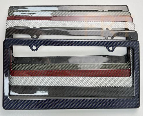 Blue Carbon Fiber license plate Frame Carbon Fiber Car Plate Holder Untuk Mobil Amerika Serikat Kanada