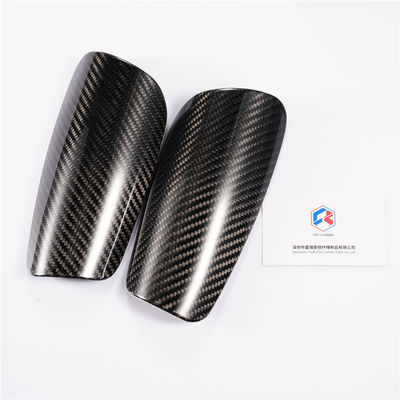 Karbon Fiber Twill Matt Sepakbola Dewasa Sepakbola Shin Guard lengan kecil Kuning / Hitam OME